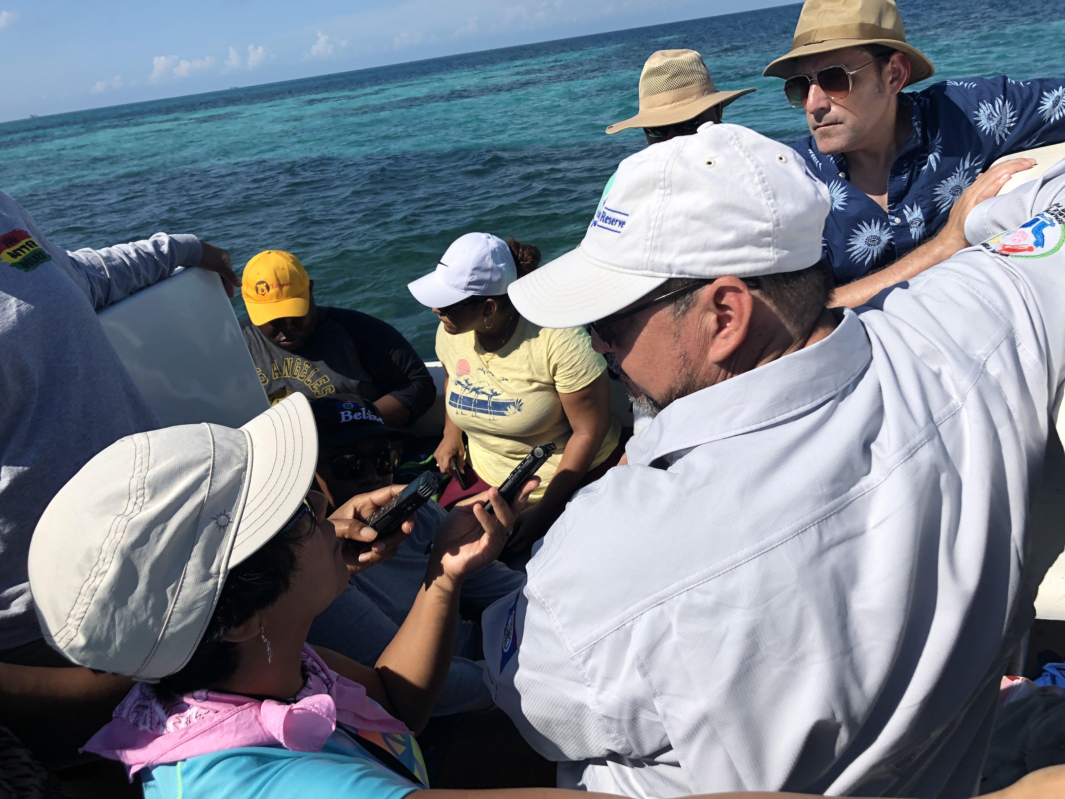 Journalists attend a field trip to the Mesoamerican reef in Belize