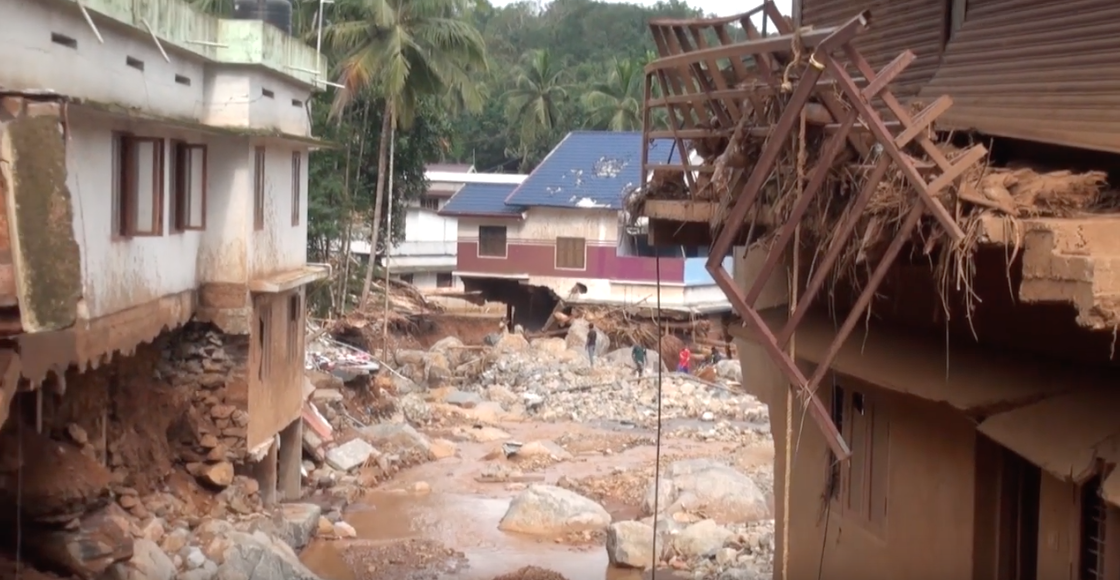 Damage caused by severe flooding in Kerala 2018