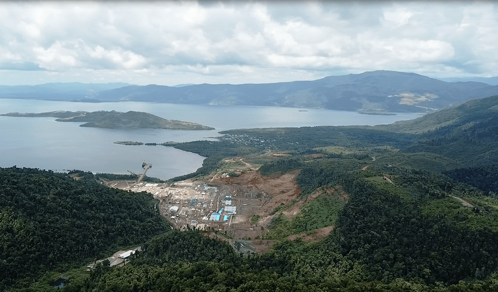 Aerial view of mine site in Halmahera