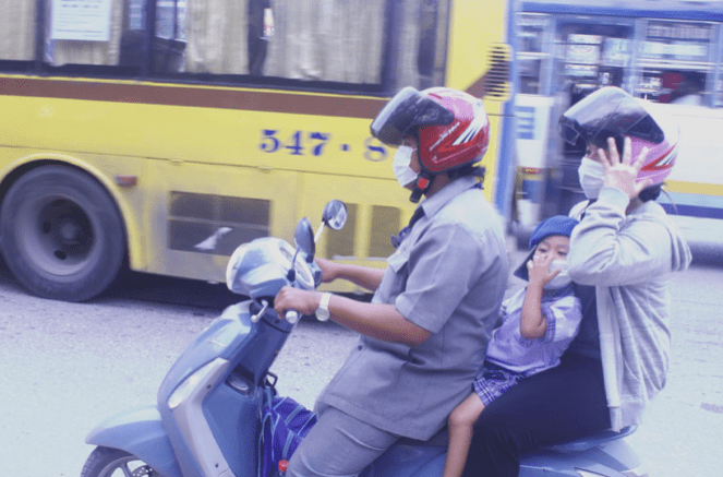 Motorbike in smog