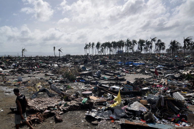Devastation following Typhoon Haiyan in 2013
