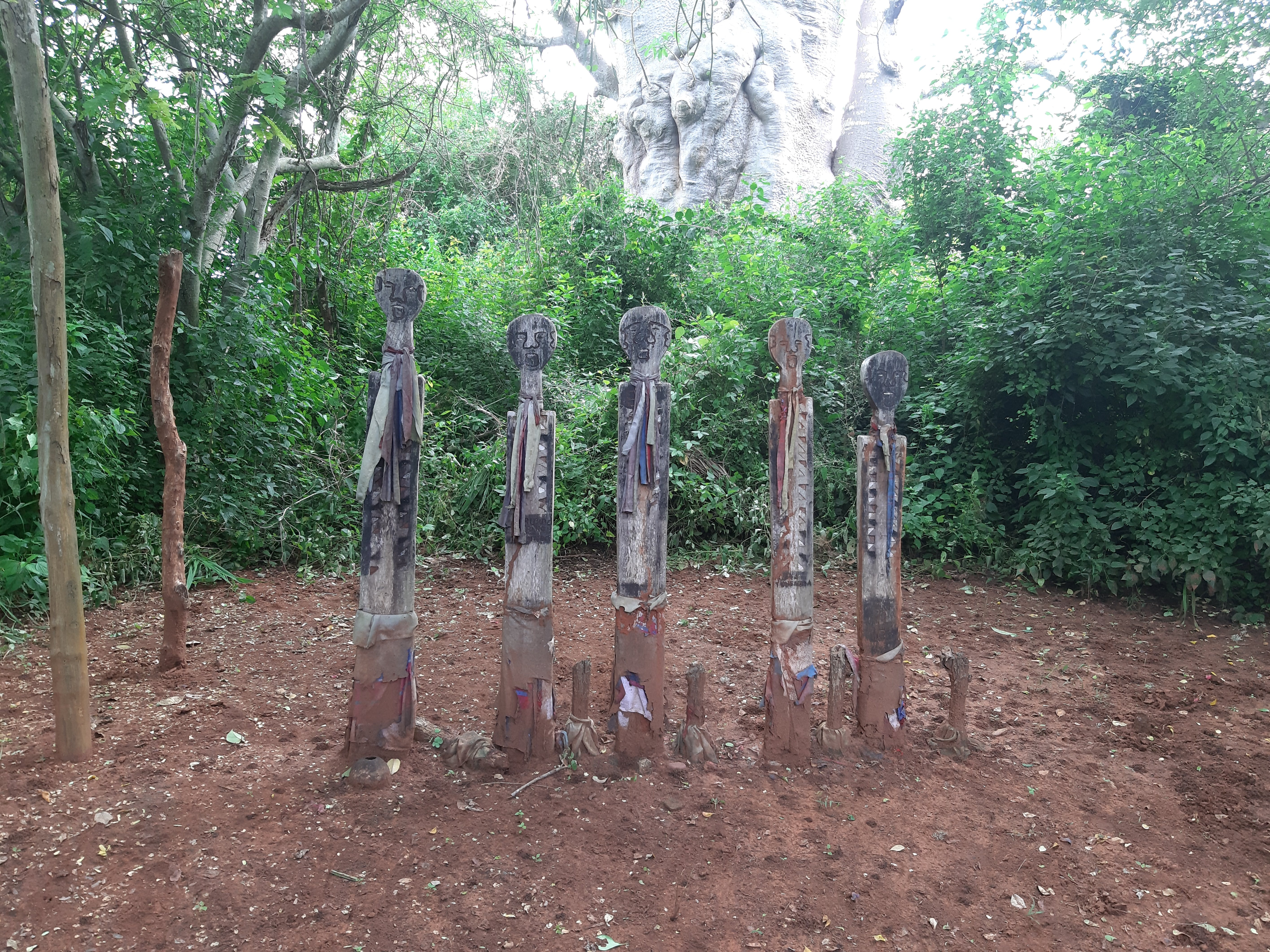 Wooden carvings representing deceased Mijikenda elders