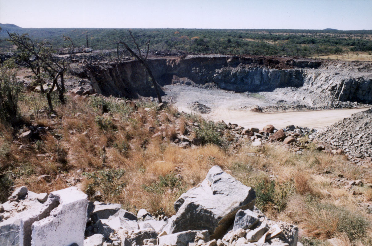 Opencast section of the Ngeysi mine in Zimbabwe.