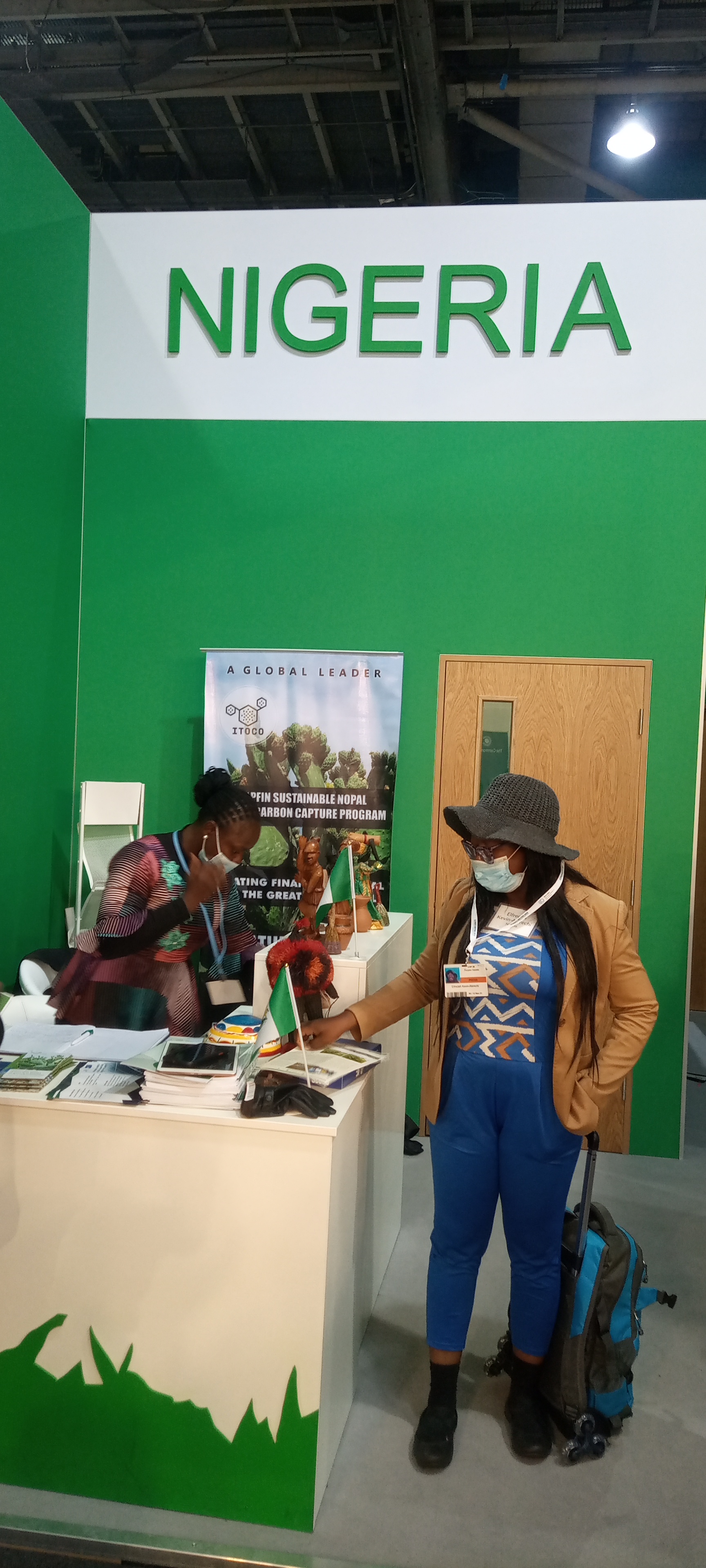 CMMP Fellow, Elfredah Kevin-Alerechi, Nigerian journalist with Peoples Gazette at the Nigerian Pavilion in COP26
