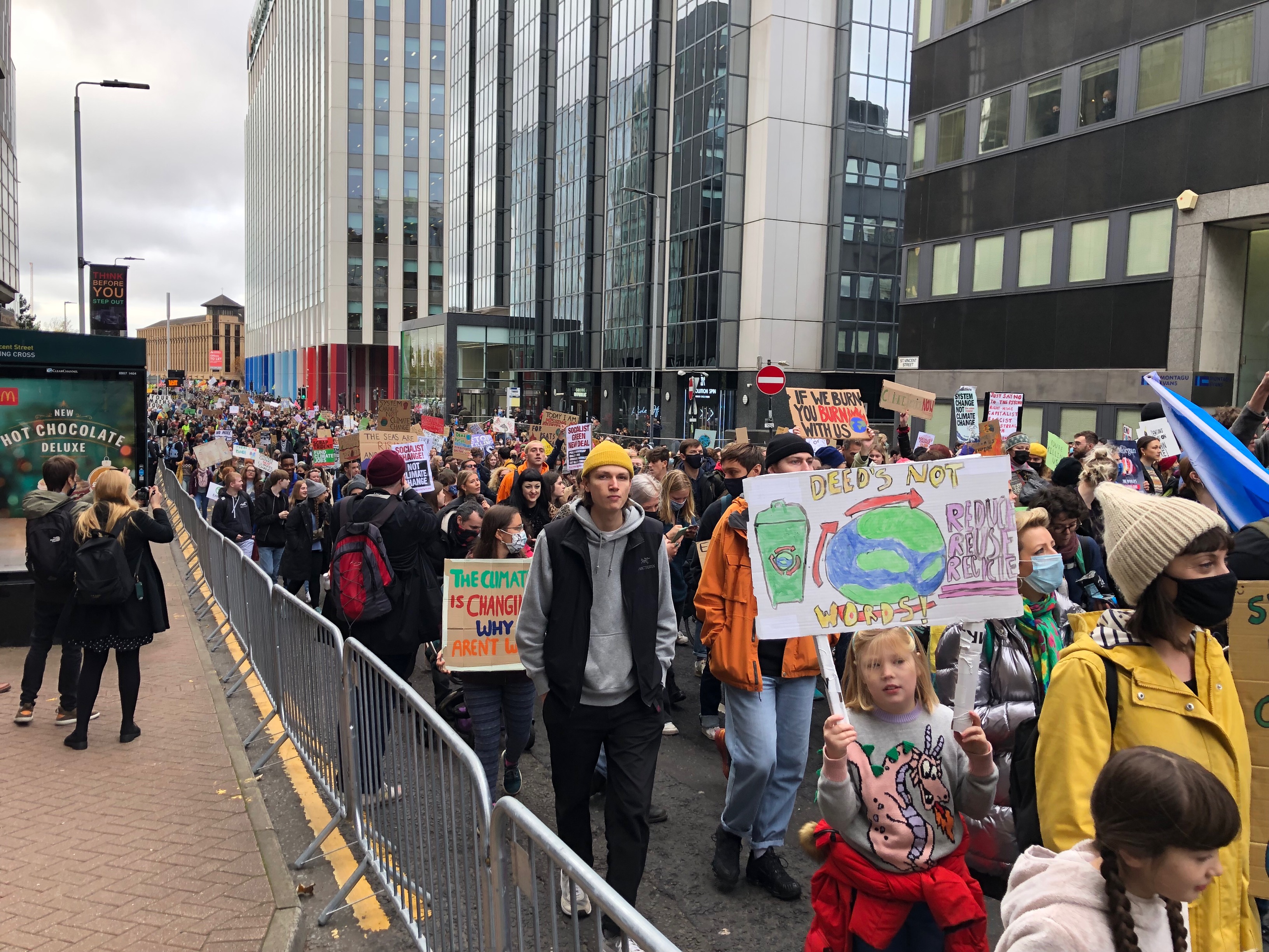 protests in the streets of Glasgow at COP26