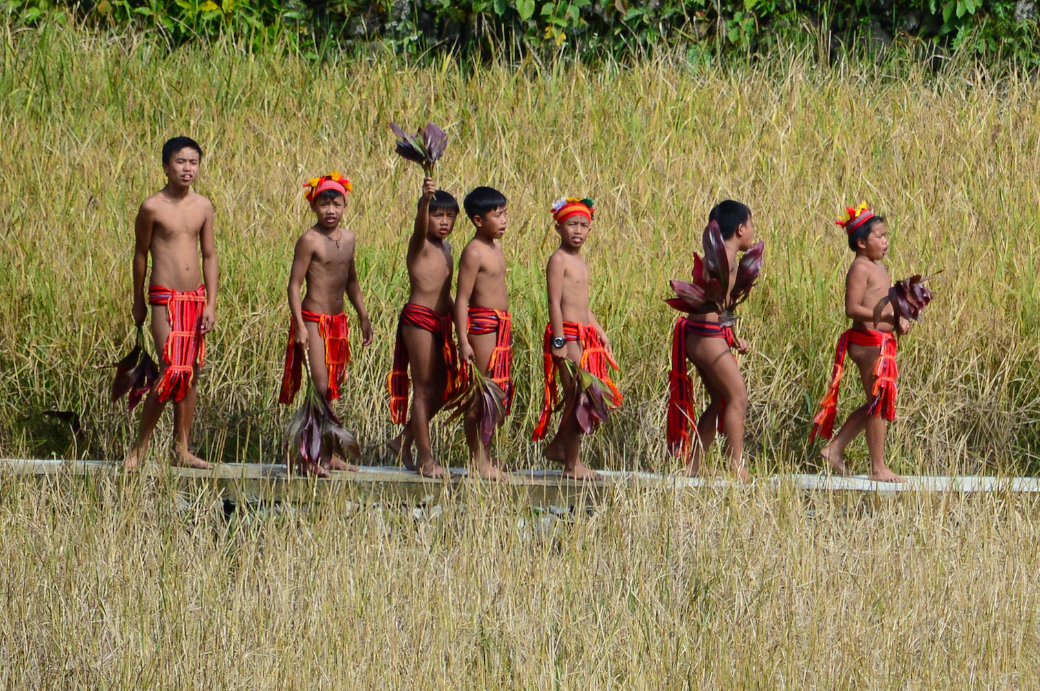 children from an Indigenous community in a field