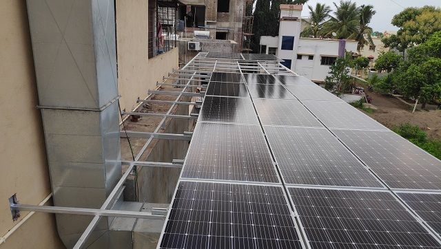 Rooftop solar system installed at a private institution. Image courtesy: Ajinkya Machale