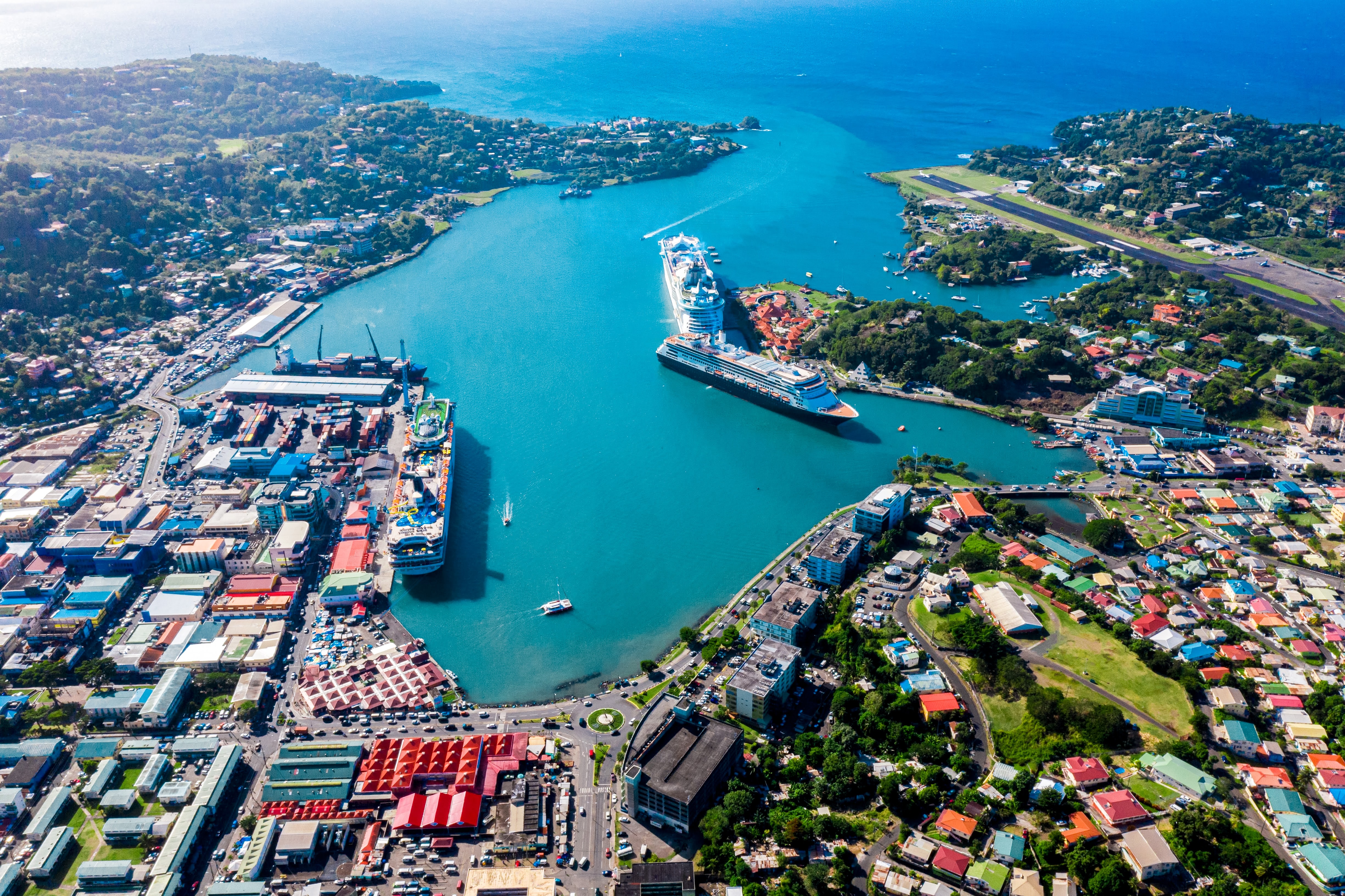 aerial view of castries, Saint Lucia