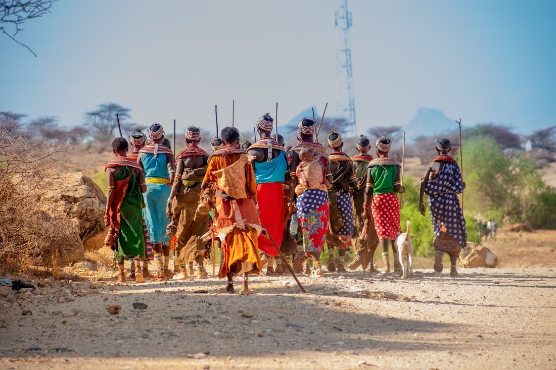Samburu people on a dirt track