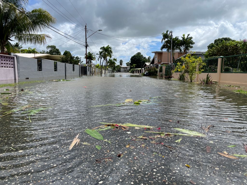 a flooded street in Trinidad