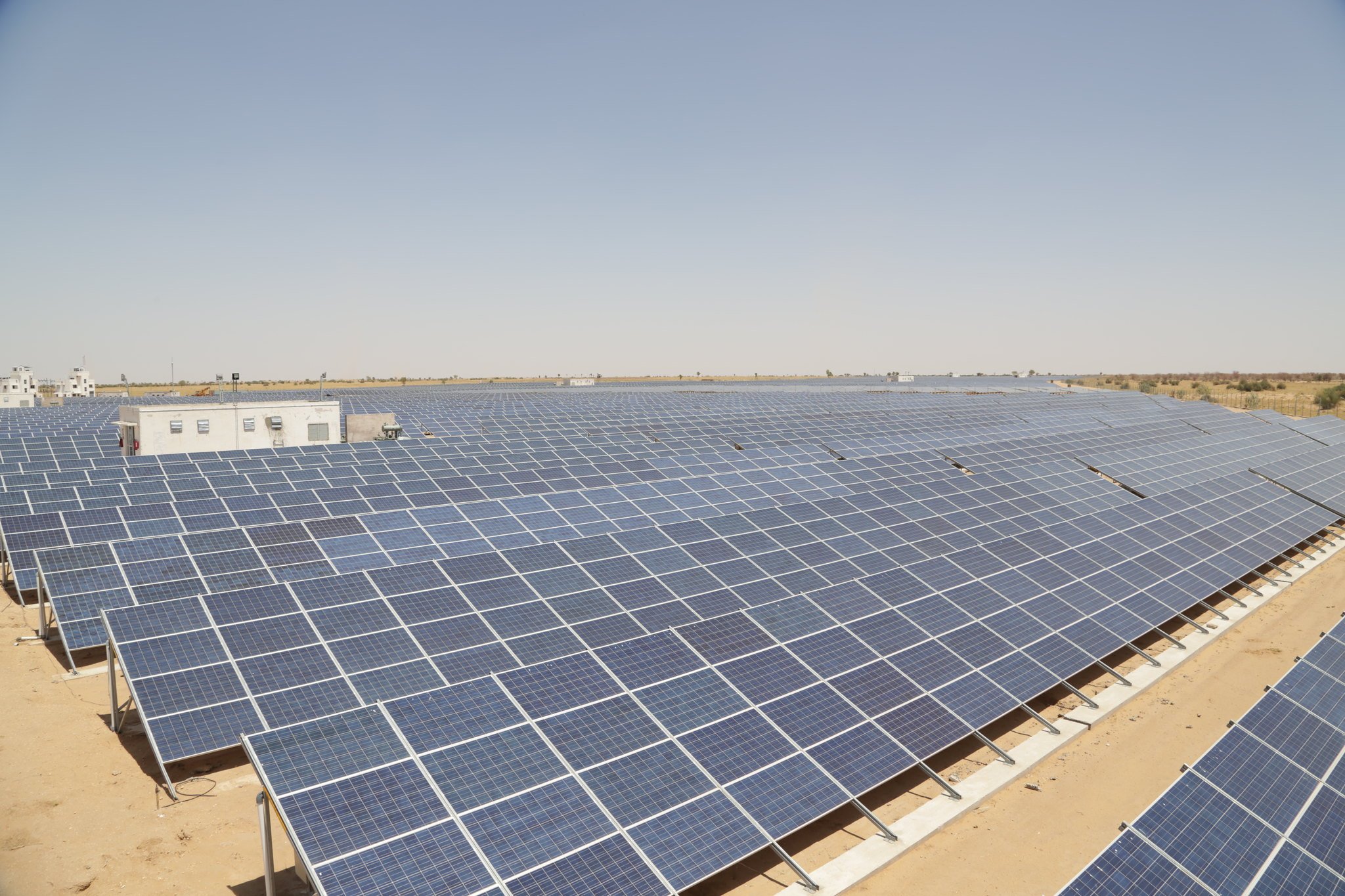 A solar farm in the desert