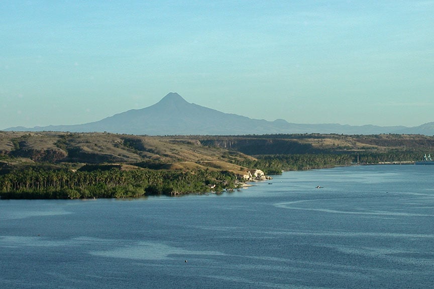 Sarangani bay with a mountain in the background. 