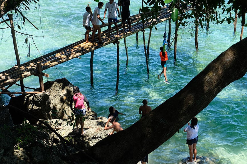tourists at a beach resort in Sarangani bay. 
