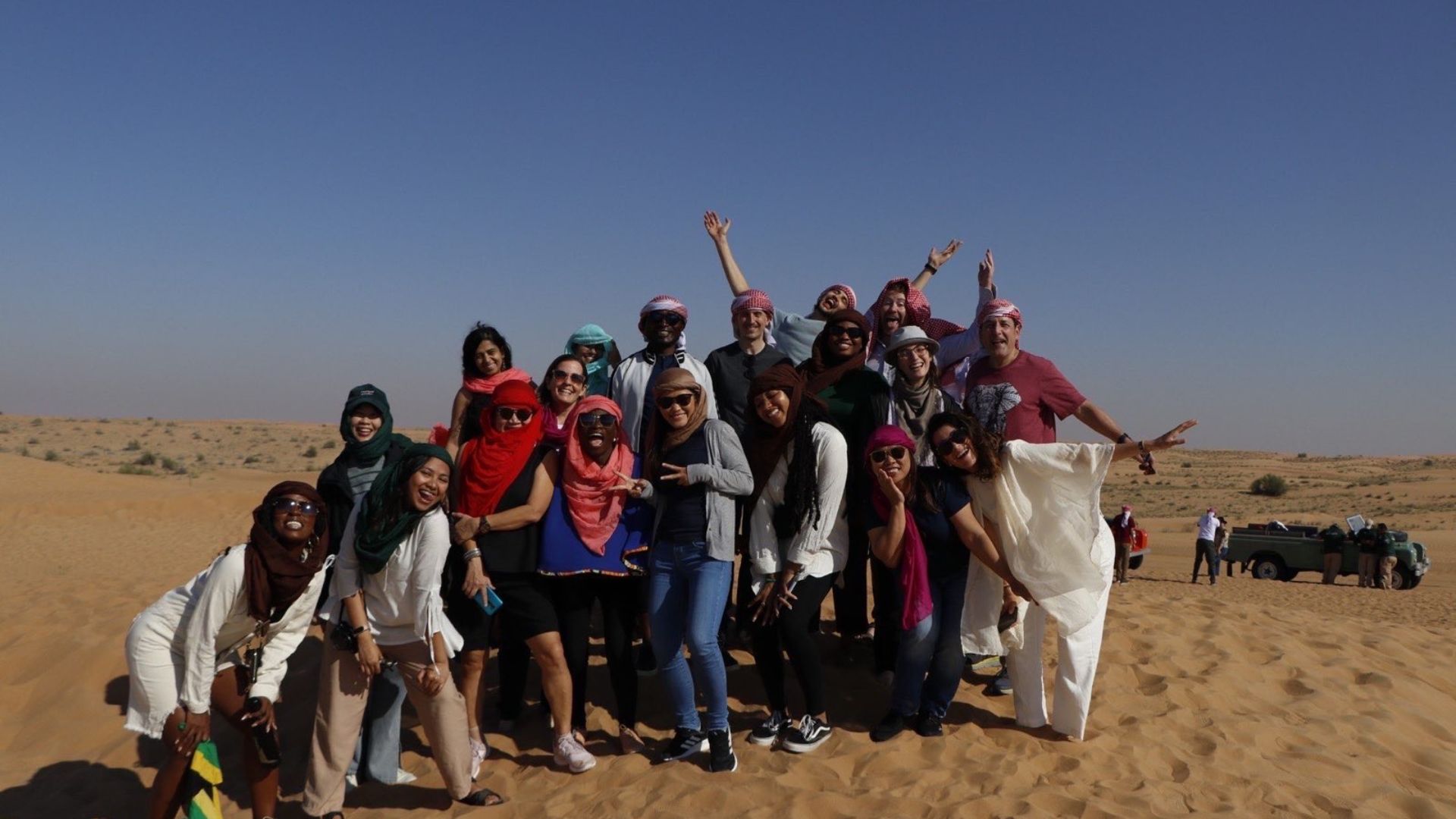 group photo in the desert 