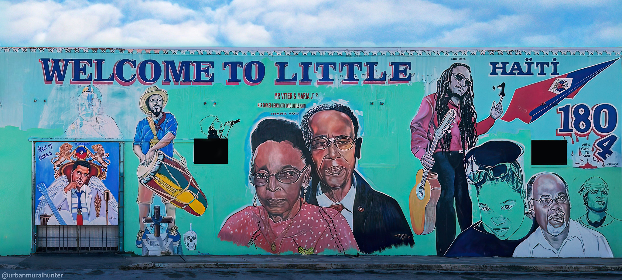 Collaborative mural by local Miami artists, seen at 220 NE 59th Street in the Little Haiti area of Miami, Florida.     Photo by James aka @urbanmuralhunter on that other photo site.