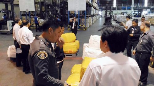 Thai police examine suspicious cargo at customs