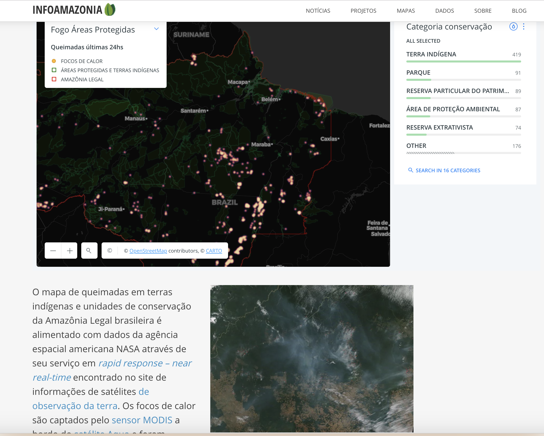 InfoAmazonia fires map