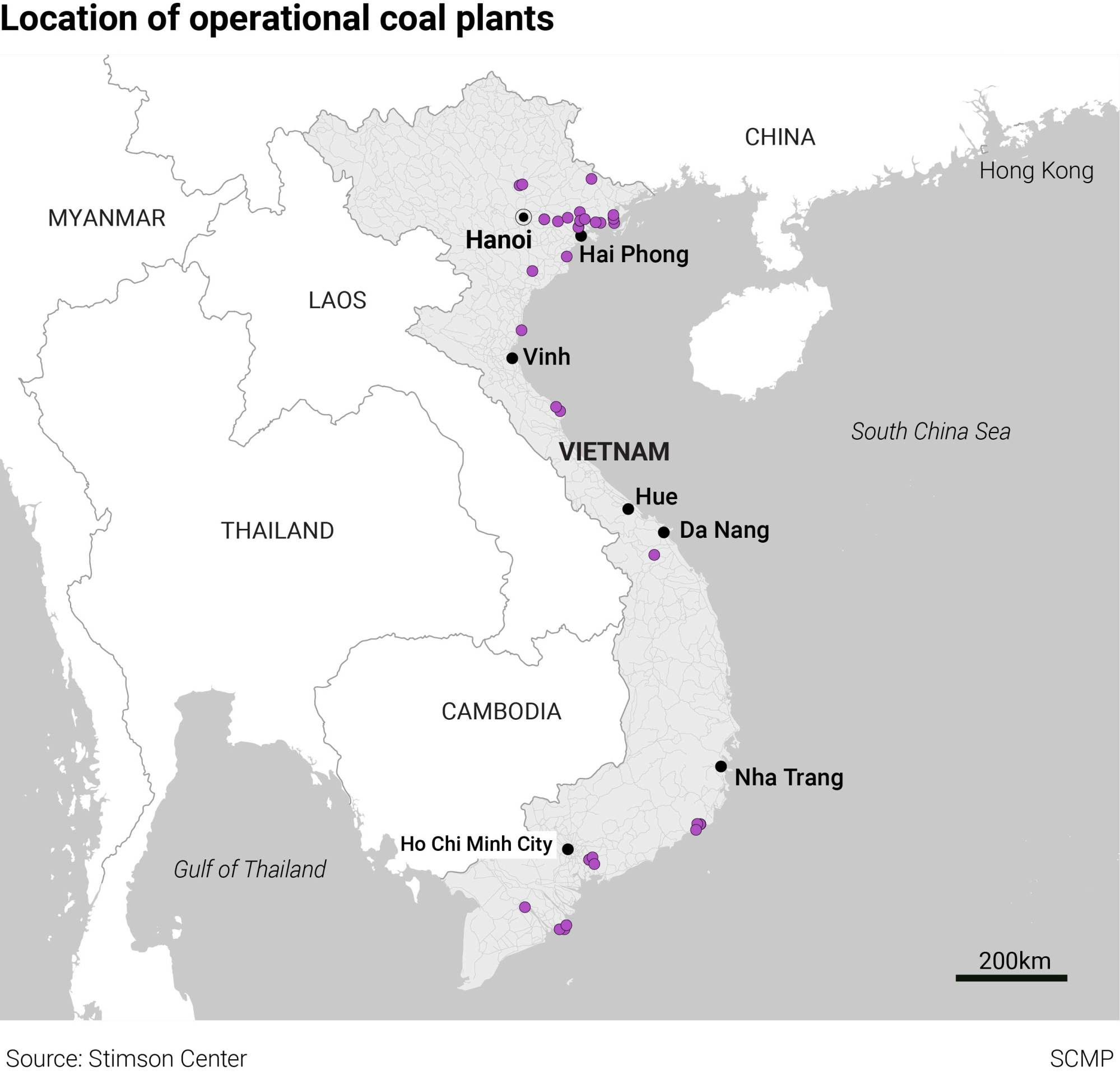 map of coal plants in vietnam