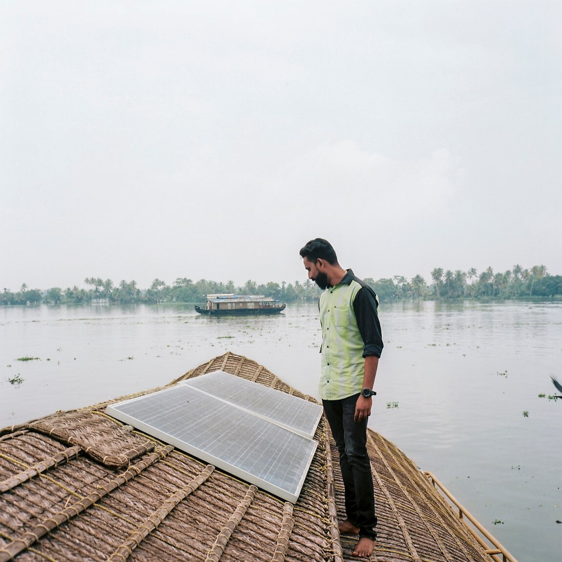 Vineeth Joseph installed solar panels on his Kerala houseboat four years ago. He paid 70,000 rupees (around $920) and has recouped his costs over two years. However, going fully solar powered would be a much larger investment that he cannot afford.