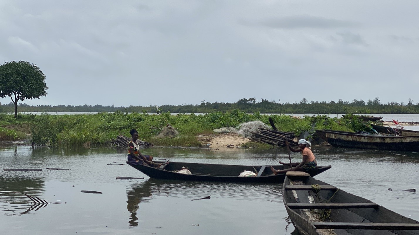 Emereoke, a village in the Niger Delta, suffering from severe coastal erosion. This area used to be a playground and is now only accessible by boat / Credit: Justice Nwafor.