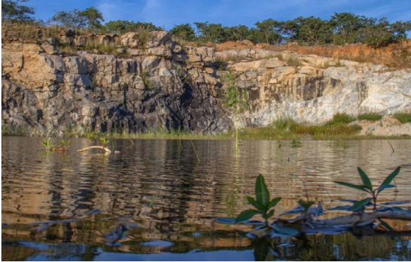A quarry filled with water