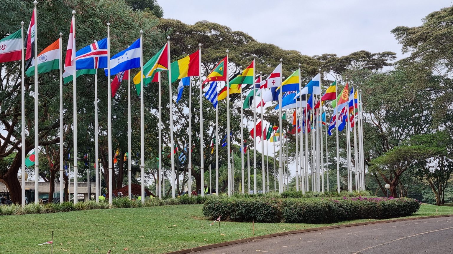 flags at UN meeting in Nairobi