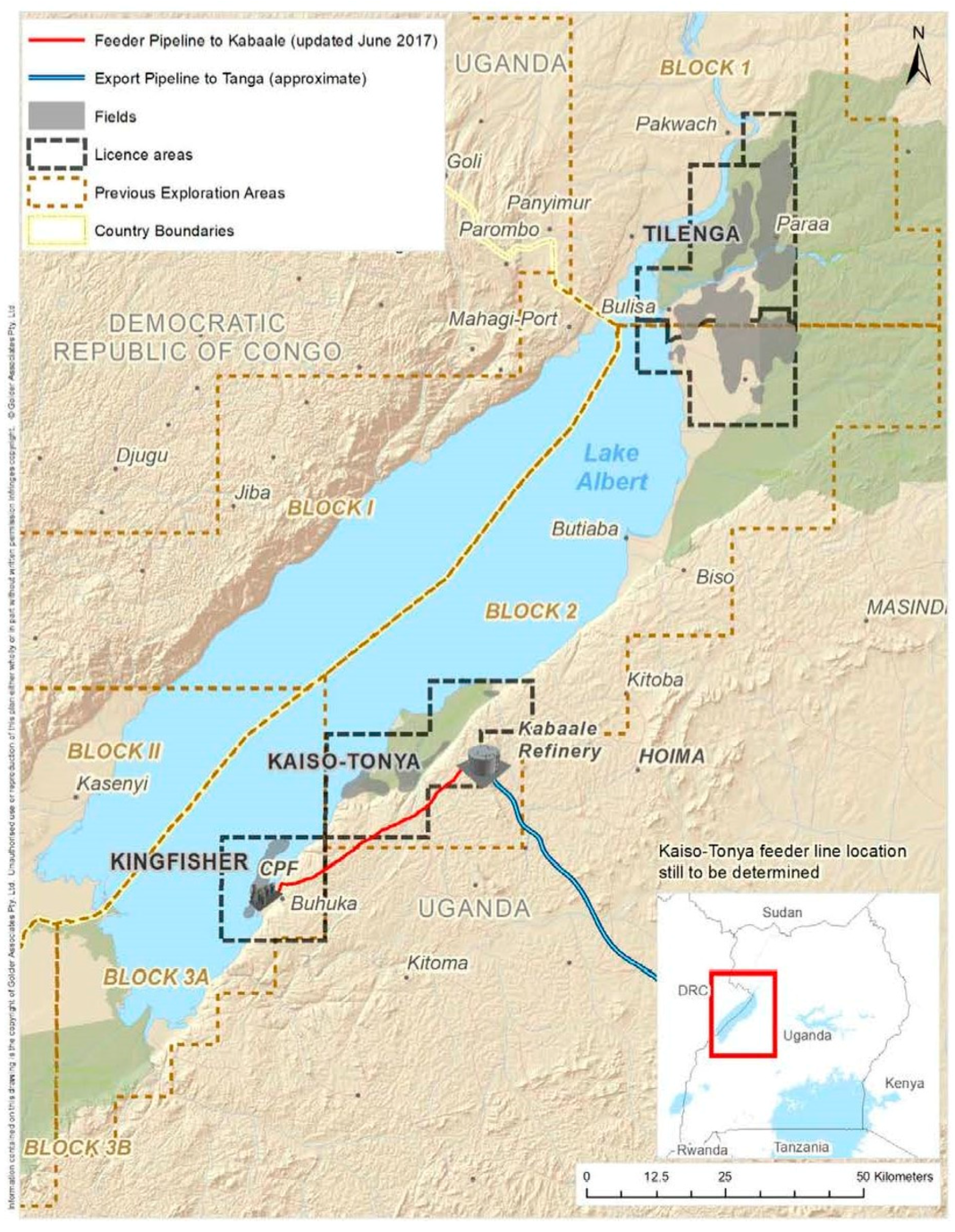 A map showing the TotalEnergies Tilenga project located near Lake Albert, Western Uganda. Credit: Petroleum Authority Uganda