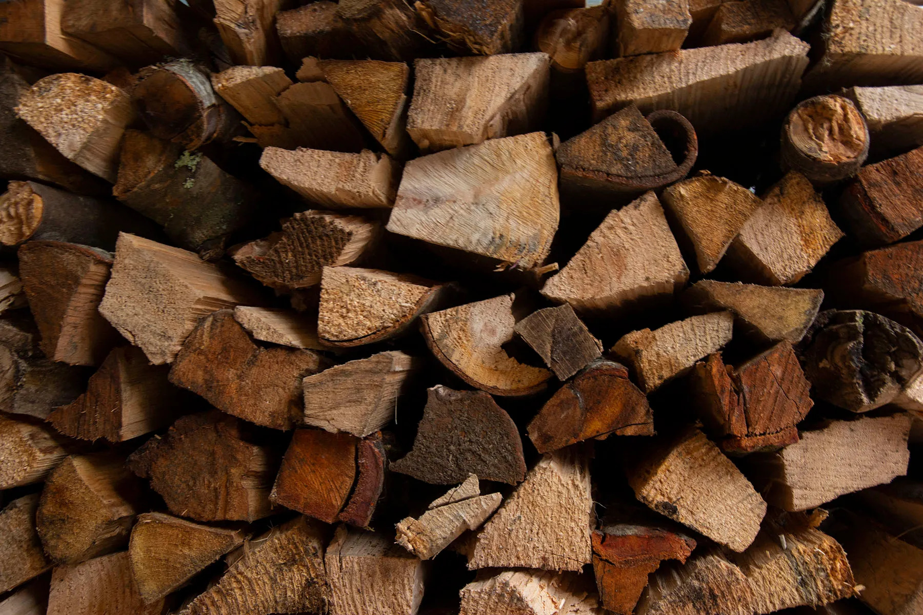 A pile of oak logs