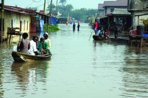 A flooded community. Photo credit: dailypost.ng