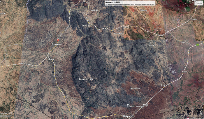 Google Earth image showing what Ganawuri looked like as of December 2020. It shows that tin mining devastated a large part of Ganawuri’s land.