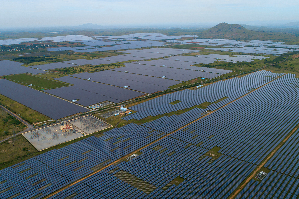 Pavagada Solar Park is one of the largest solar parks in India. The project acquired land from landowners on lease for 28 years. Photo by Abhishek N. Chinnappa/Mongabay.