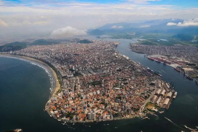 aerial view of Santos
