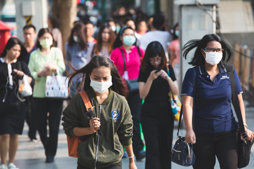 Women wear masks in Bangkok