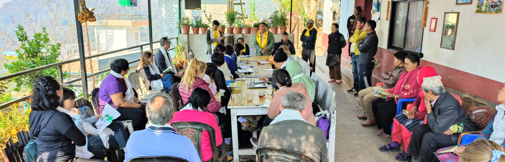 Participants meeting with members of communities living inside Shivapuri Nagarjun National Park and its buffer zone during a field trip.
