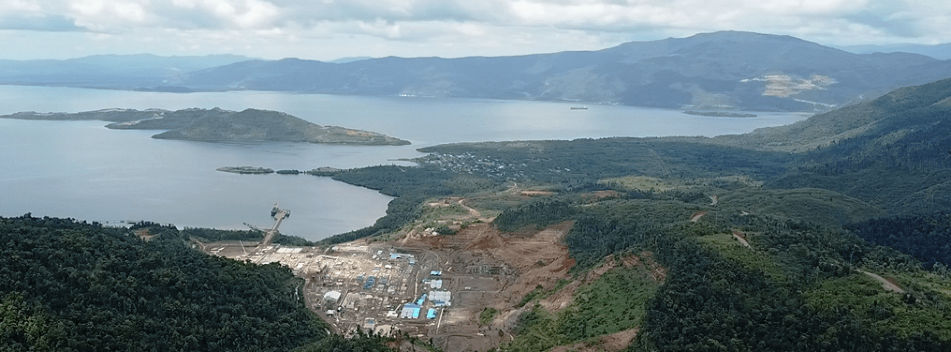 Aerial view of mine site in Halmahera