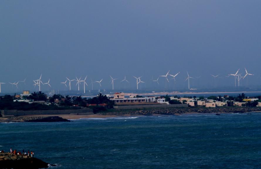 windmills on the shoreline
