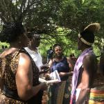 Participants interview an Indigenous elder at the East Africa workshop held in Mombasa in 2019.