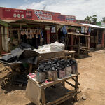 bags of coal in a roadside stall, for cooking 