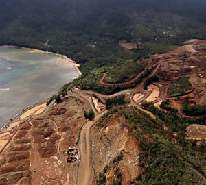 A large-scale mining site on Dinagat Island