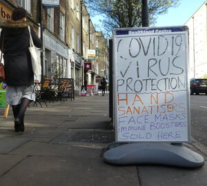 Sign advertising coronavirus protection