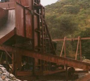 Mining machine in the Lupa River