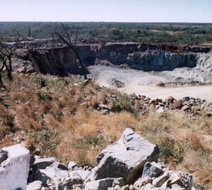 Opencast section of the Ngeysi mine in Zimbabwe.