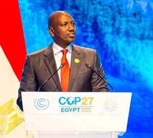 President William Ruto addressing the COP27 meeting in Sharm El-Sheikh, Egypt.  PCS