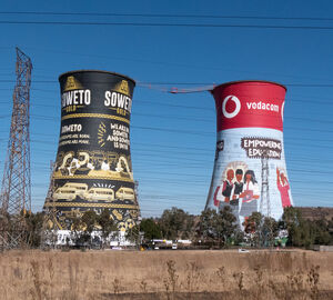 Cooling towers at disused coal-fired plant in Soweto, South Africa 