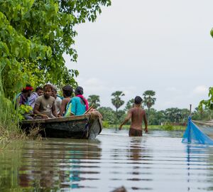 People stranded in the flood of Bihar.