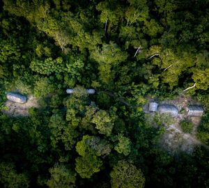 Aerial view of a Shiwiar Indigenous community in the Pastaza region of the Ecuadorian Amazon. Indigenous people are thought to protect 80% of the world’s remaining biodiversity, despite comprising just 6% of the global population. (Image: Mark Fox / Alamy)