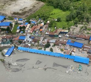 A village destroyed by the floods