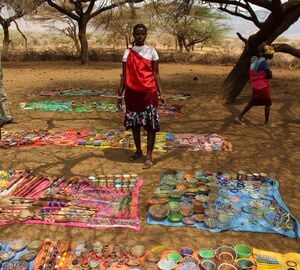 Maasai community displaying beads and other handicraft