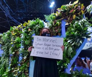 Filipino climate activist Marinel Ubaldo pushes for more decisive action on loss and damage needs of vulnerable countries like the Philippines. Photo by Pia Ranada/Rappler