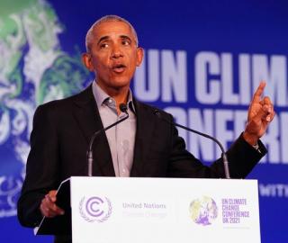 Obama giving a speech at COP26 Summit 